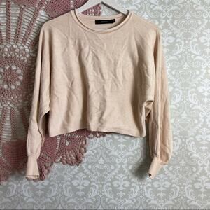 5/$30 Fall Ready Dolman Sleeve Cream Crop Top Sweater S